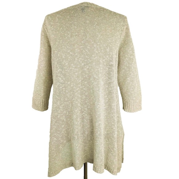 Eileen Fisher Women's M Oatmeal Linen Blend Loose Knit Pullover Tunic Sweater - Picture 4 of 8